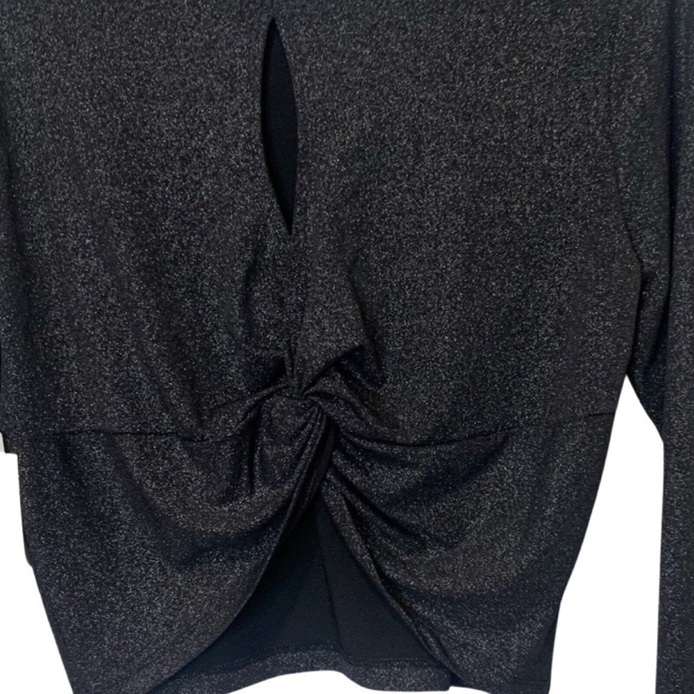 Nordstrom Open Edit Long Sleeve Cropped Knit Top Size Medium Open Back Holiday - Picture 6 of 9